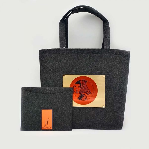 Horkos sac cabas gris foncé astrologie japonaise : le sanglier