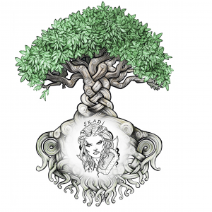 Carreau de céramique Horkos Création de l'arbre Yggdrasil et de la déesse nordique Skadi.