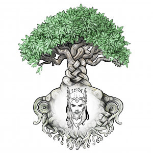 Carreau de céramique Horkos Création de l'arbre Yggdrasil et du dieu Thor.