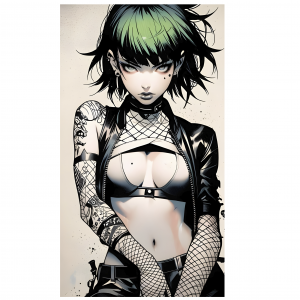 carreau de céramique horkos creation Yumi jeune japonaise sexy tirée de l'univers manga.